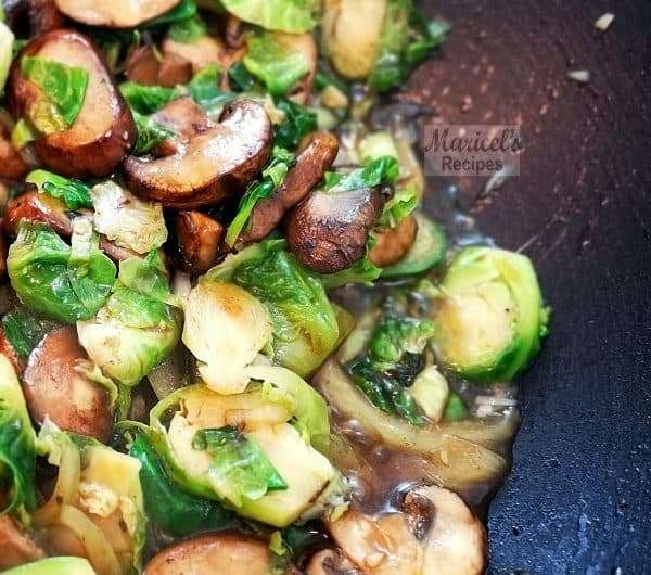 Stirfry Brussels Sprouts and Mushrooms Maricels Recipes Home Cooking