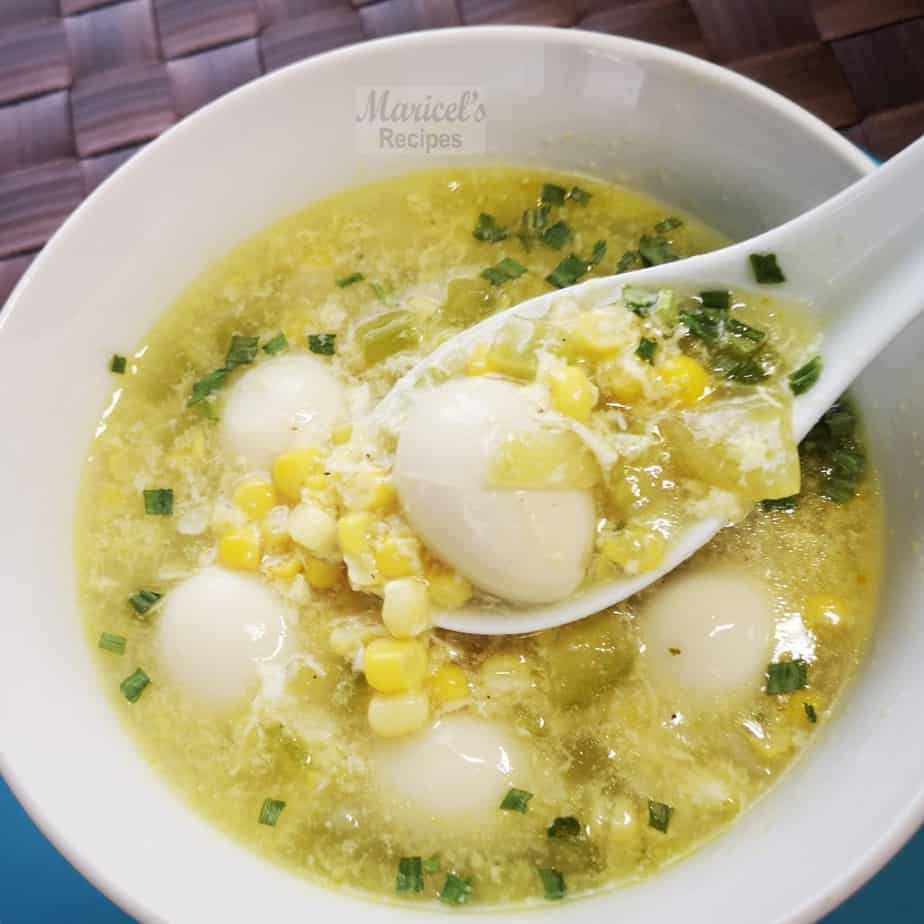 Corn Soup with Quail Eggs Maricels Recipes Home Cooking